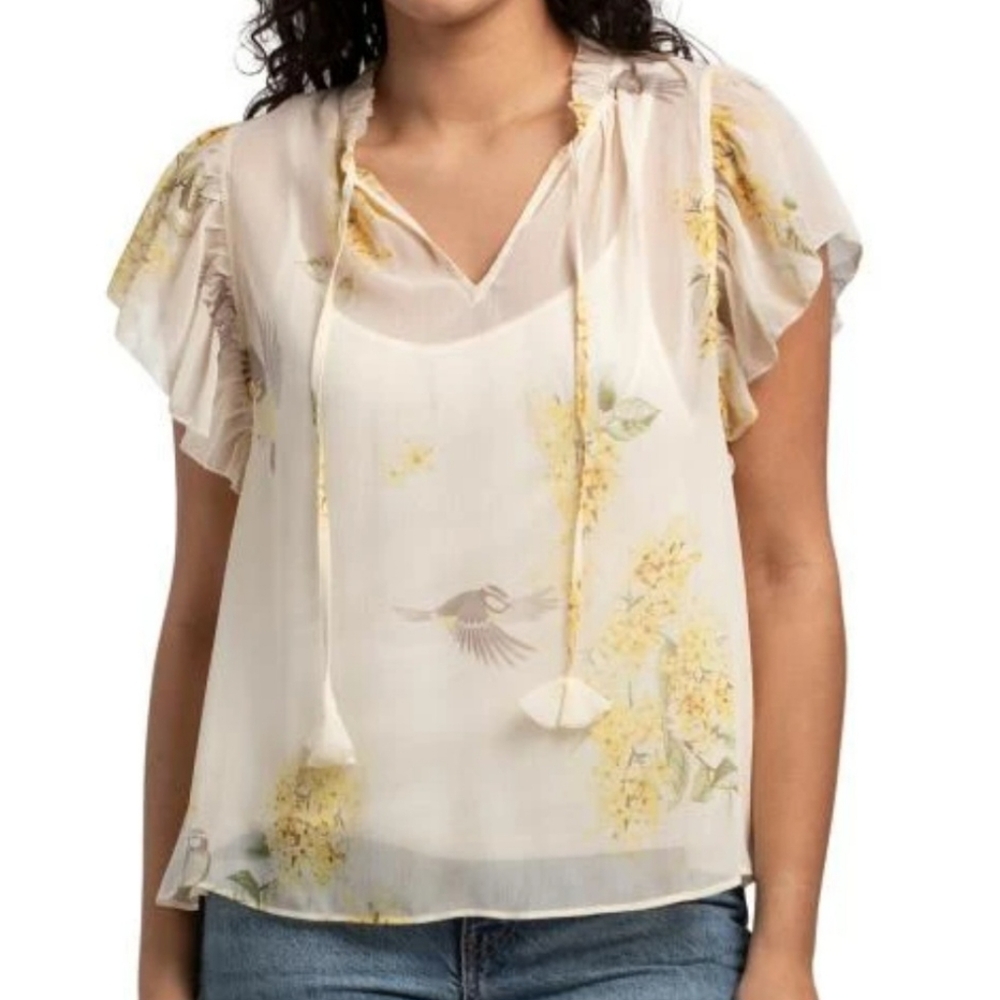 Rachel Zoe/Yellow Floral Blouse/Size‎ XS